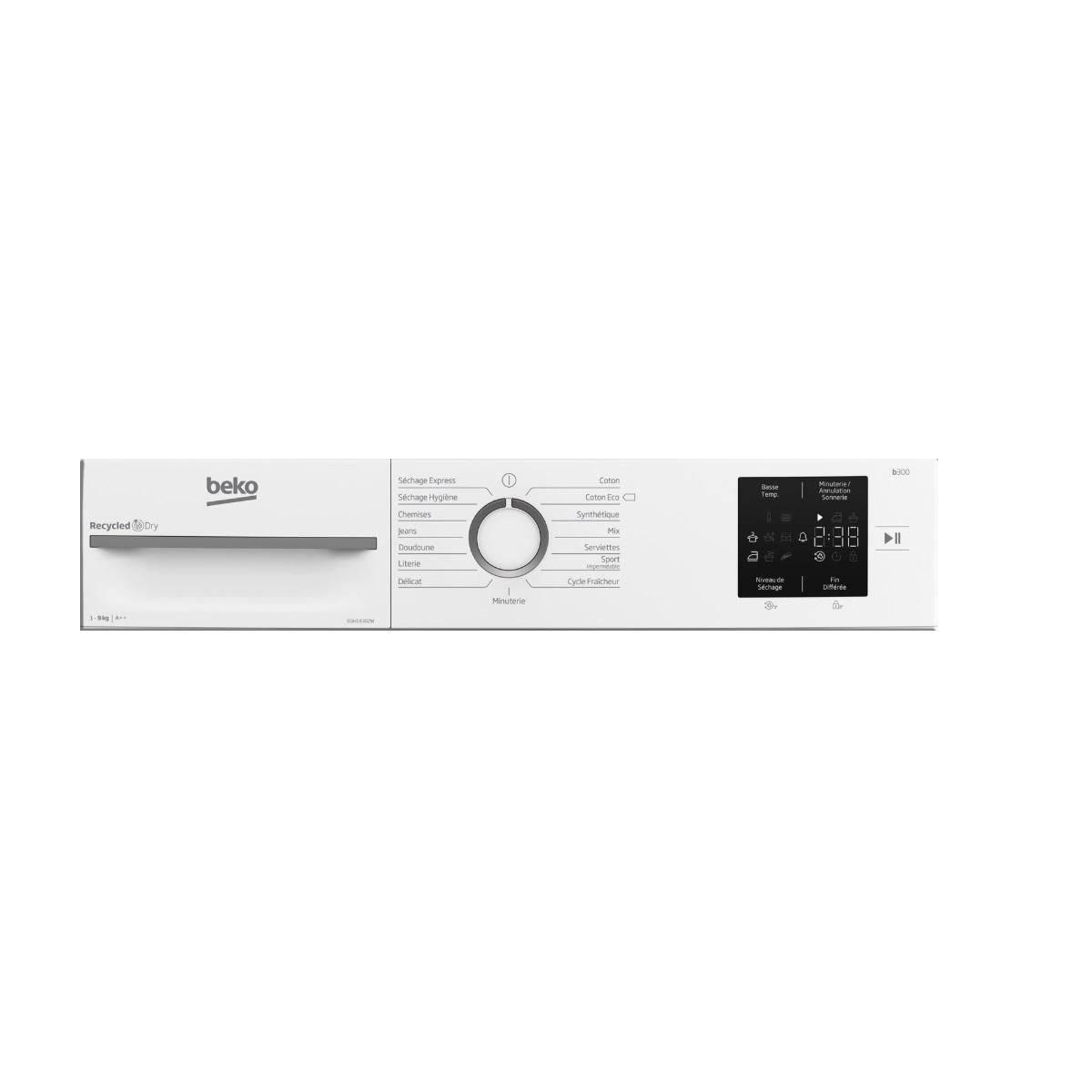 Beko Sèche-linge pompe à chaleur 60cm 9 kg - D3H19302W