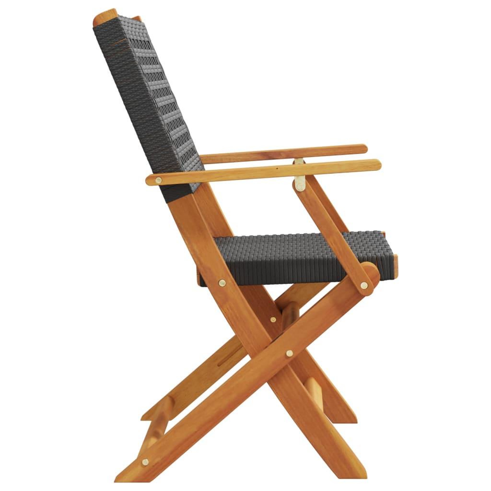 Voir la diapositive 5 : VIDAXL Chaises de jardin pliantes lot de 4 noir poly rotin bois massif