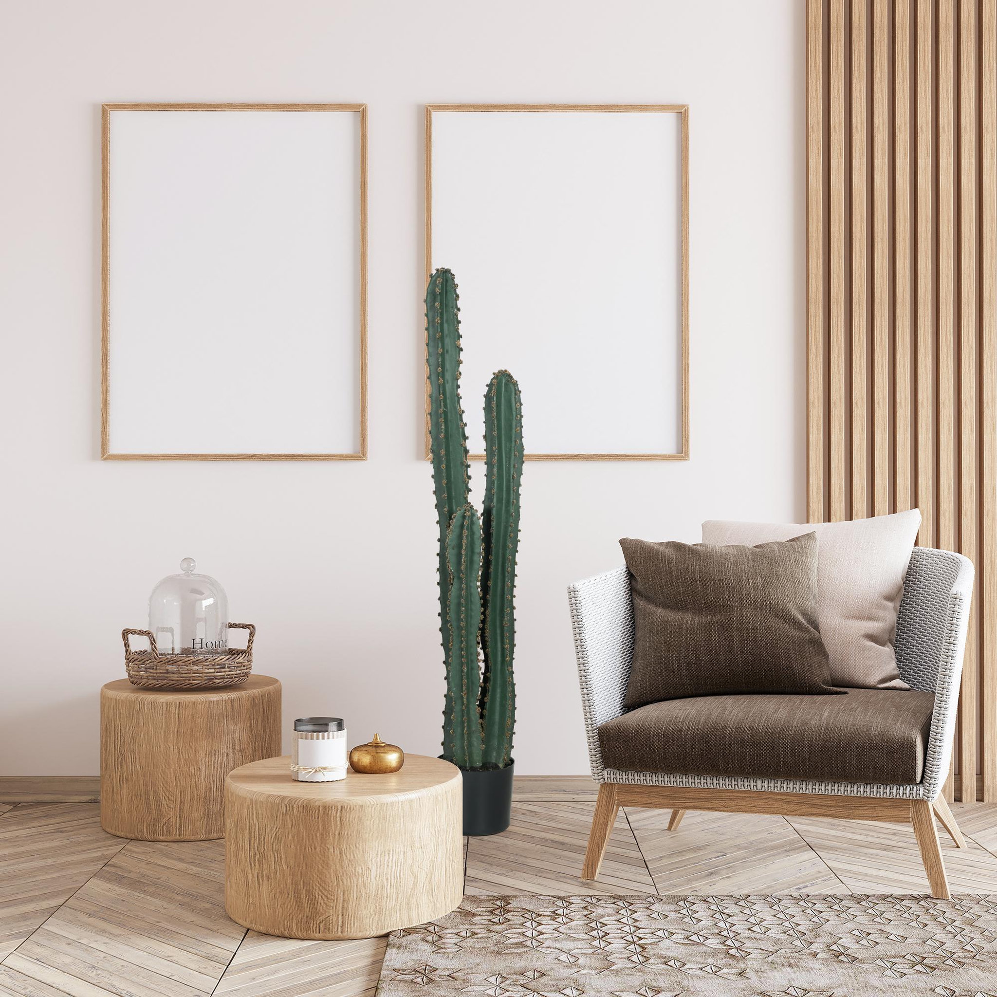 Voir la diapositive 4 : OUTSUNNY Cactus artificiel grand réalisme plante artificielle grande taille dim. Ø 18 x 120H cm vert