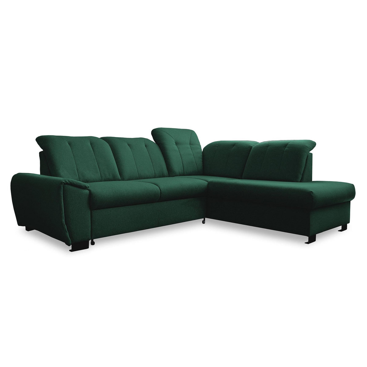 BEST MOBILIER Paul - canapé d'angle droit - 5 places - convertible avec coffre et têtières - en tissu