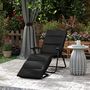 Voir la diapositive 2 : OUTSUNNY Bain de soleil pliable transat inclinable 6 positions grand confort avec matelas + accoudoirs acier polyester noir