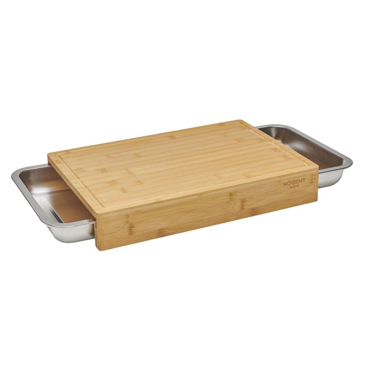 Nogent 3 etoiles Planche à découper bambou 41x28,5cm + 2 tiroirs inox - 09951g