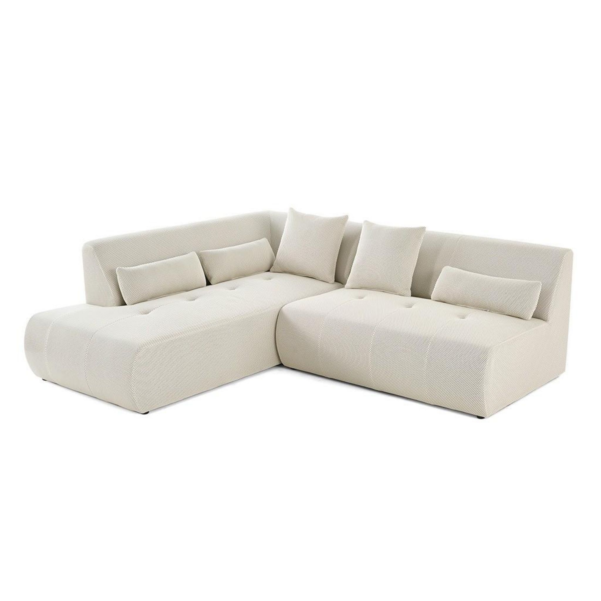 LISA DESIGN Onyx - canapé modulable d'angle gauche - 5 places - en tissu mailles 3d. Coloris disponibles : Beige
