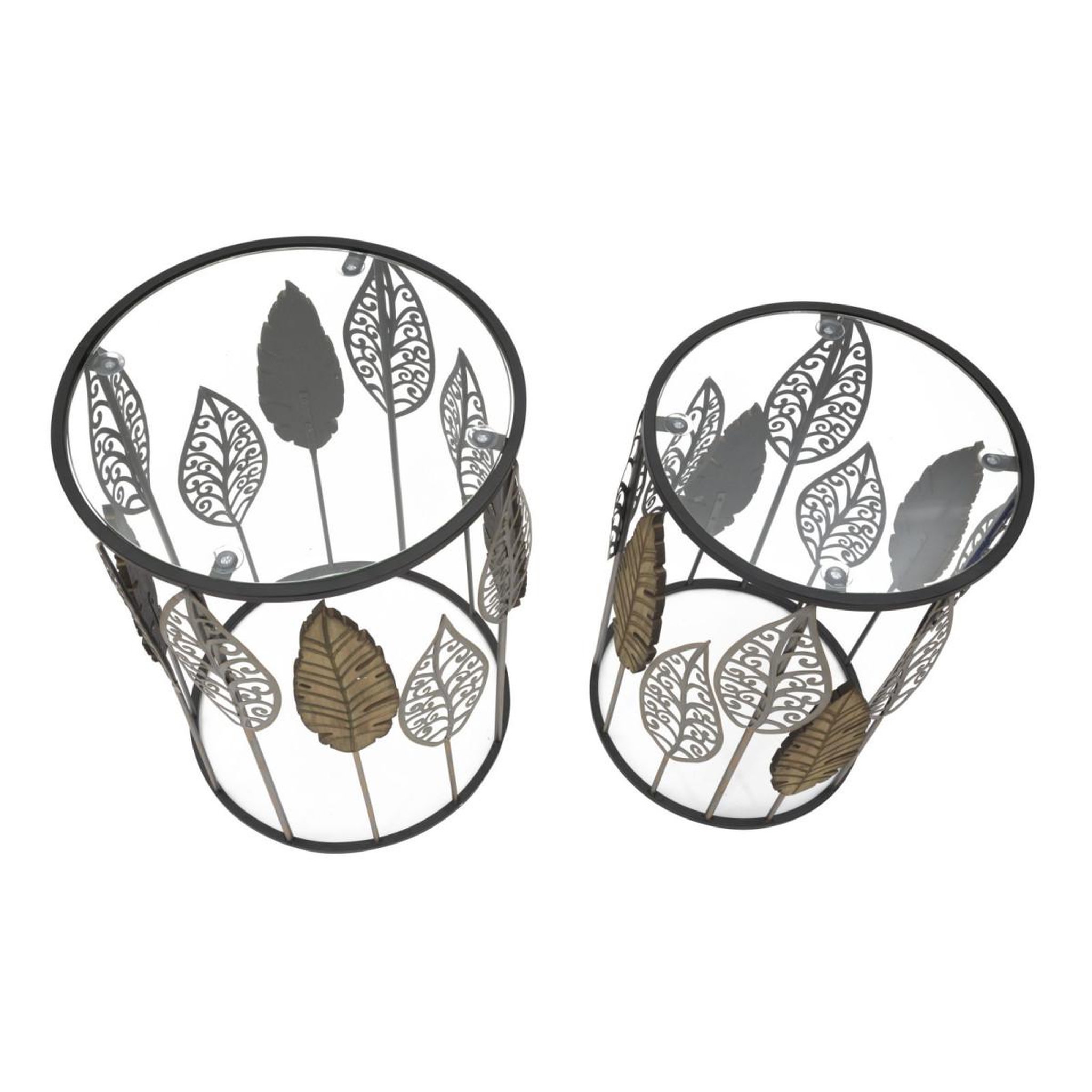 Voir la diapositive 2 : Paris Prix Lot de 2 tables d'appoint  feuilles  55cm multicolore