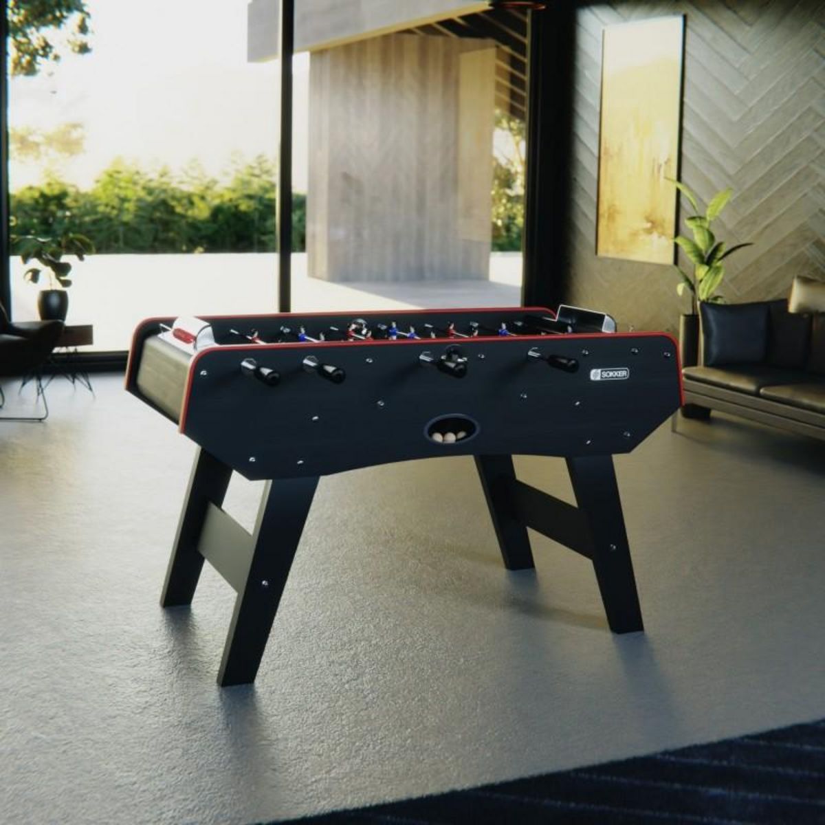 PLAY4FUN Baby-foot CLASSIC type Bistrot - 151 x 77 x 91 cm - Table de Baby-foot avec barres télescopiques et Balles Lièges Inclus