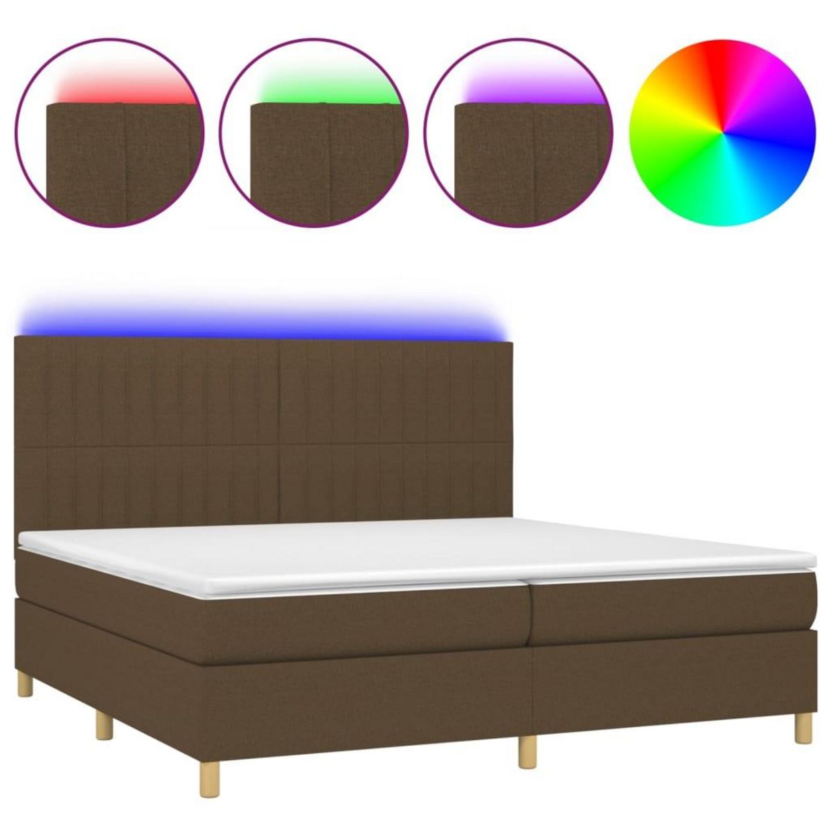VIDAXL Sommier a lattes de lit matelas et LED Marron fonce 200x200 cm
