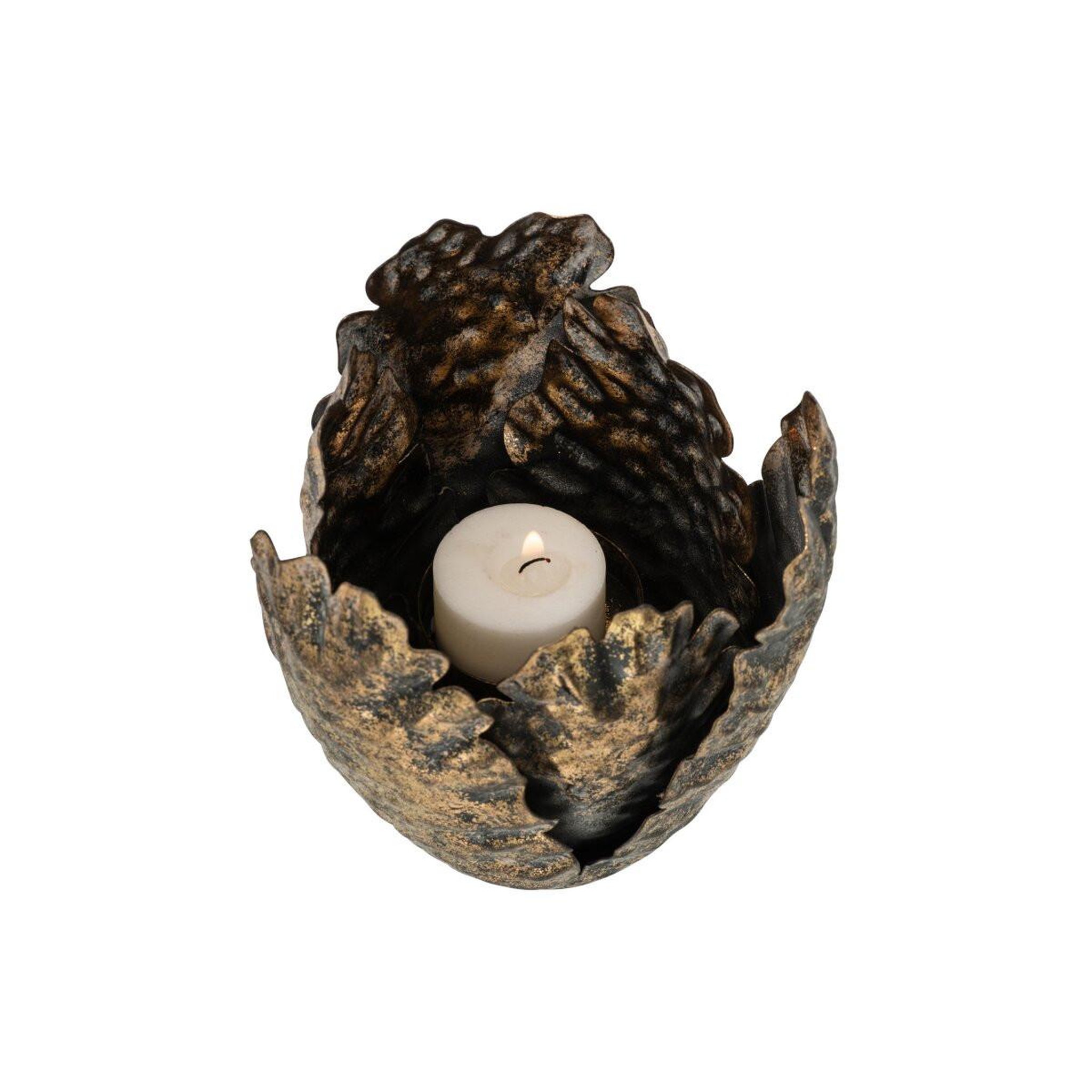 Voir la diapositive 3 : J-LINE Lot de 2 photophores tulipes  vidal  17cm bronze