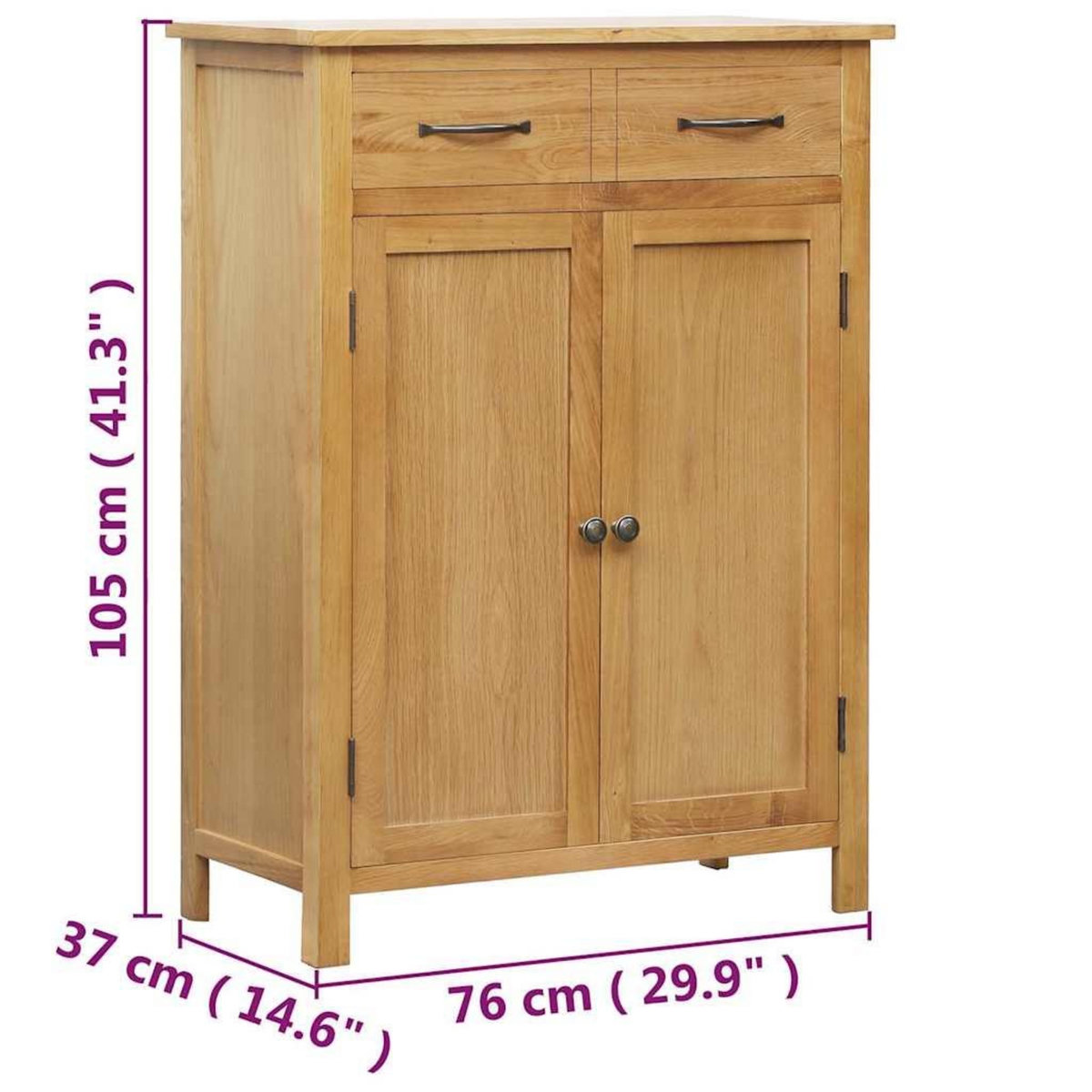 VIDAXL Armoire a chaussures 76x37x105 cm Bois de chene solide