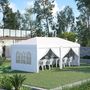 Voir la diapositive 4 : OUTSUNNY Tonnelle barnum pliant pop-up imperméabilisé 5,85L x 2,95l x 2,7H m 6 parois latérales amovibles 4 fenêtres + sac de transport blanc