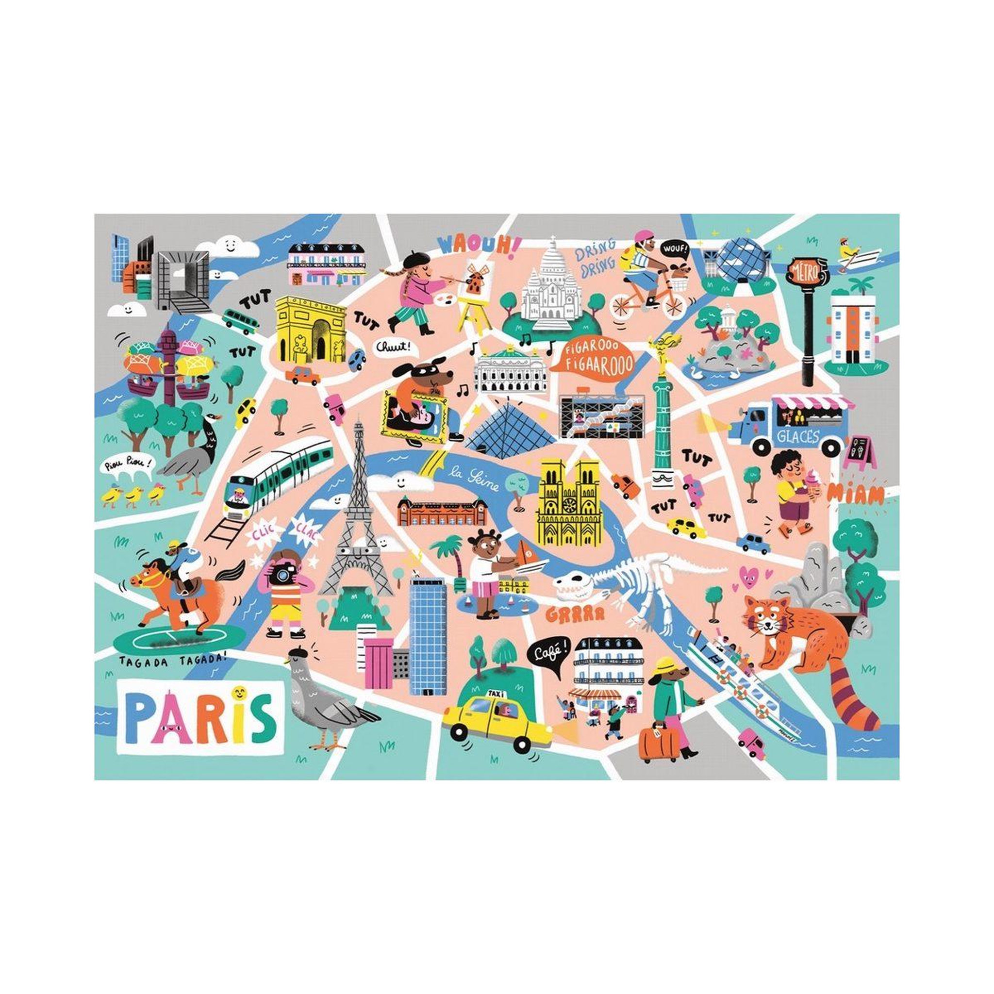Voir la diapositive 2 : WILSON Puzzle 50 pieces en bois balade a paris