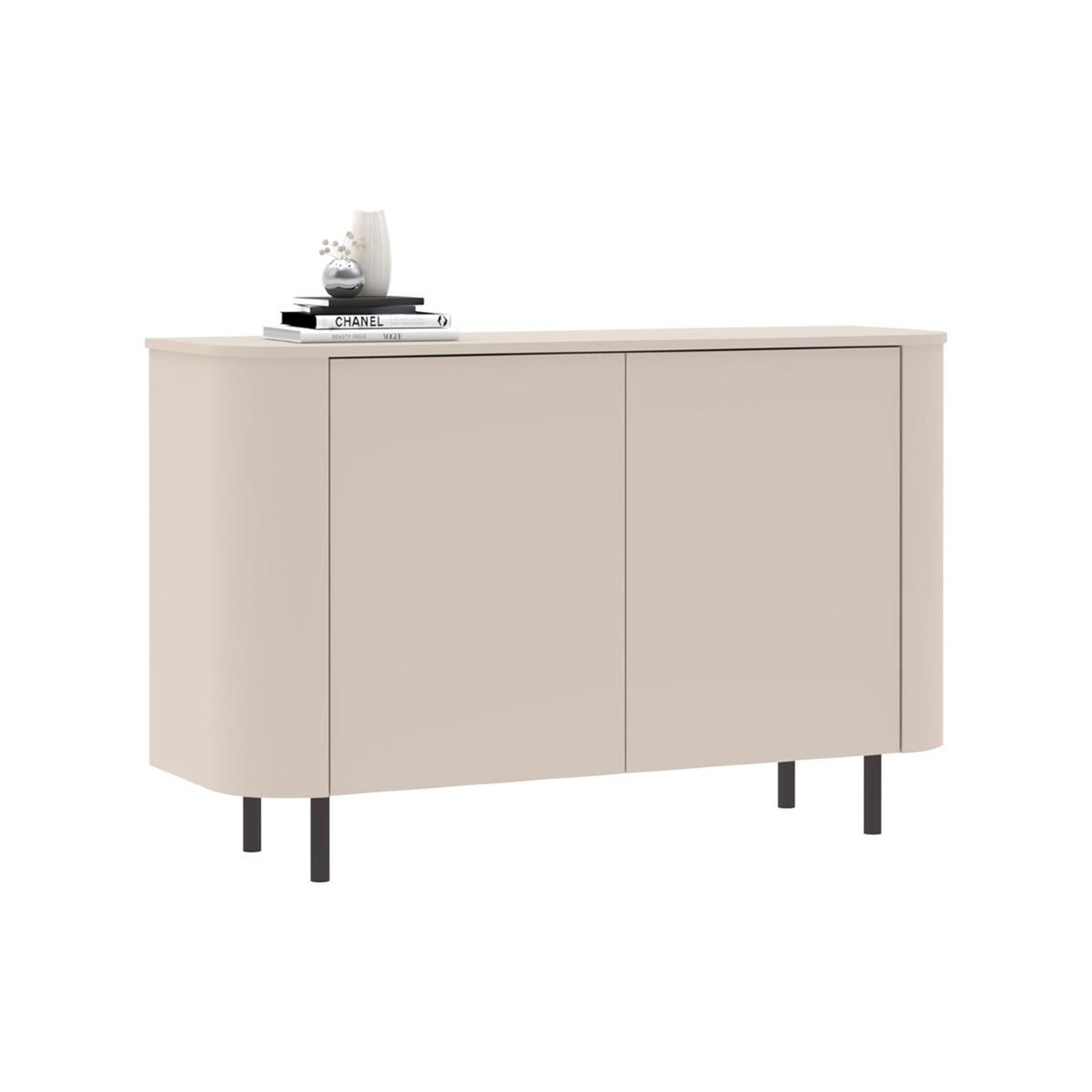 JLC KREATION Meuble de rangement arrondi beige 2 portes 130cm olga