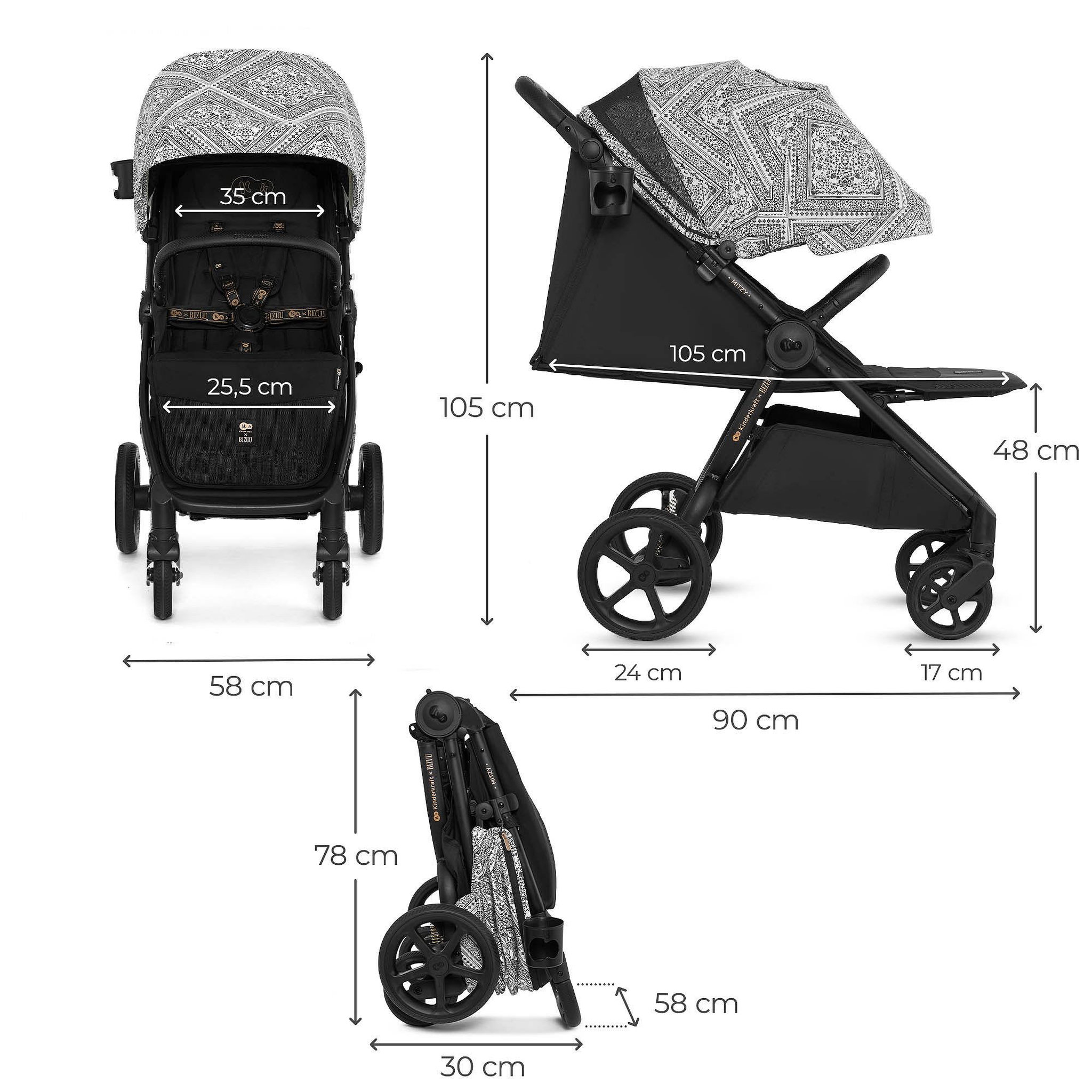 Voir la diapositive 6 : KINDERKRAFT Poussette compacte avec suspension et protection UPF50+ pour bébé