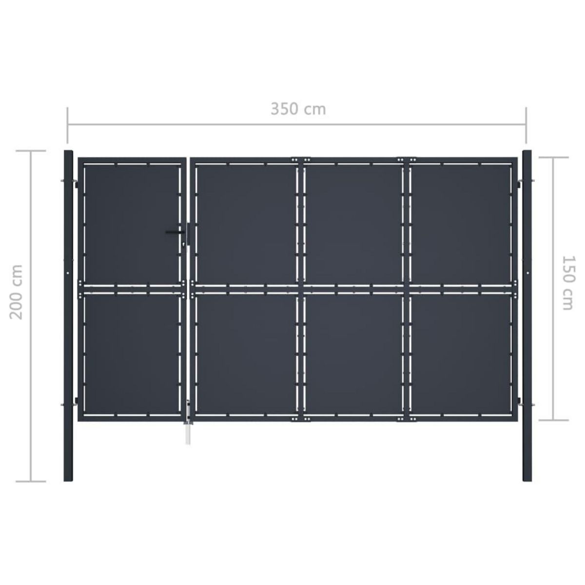 VIDAXL Portail de jardin Acier 350 x 150 cm Anthracite