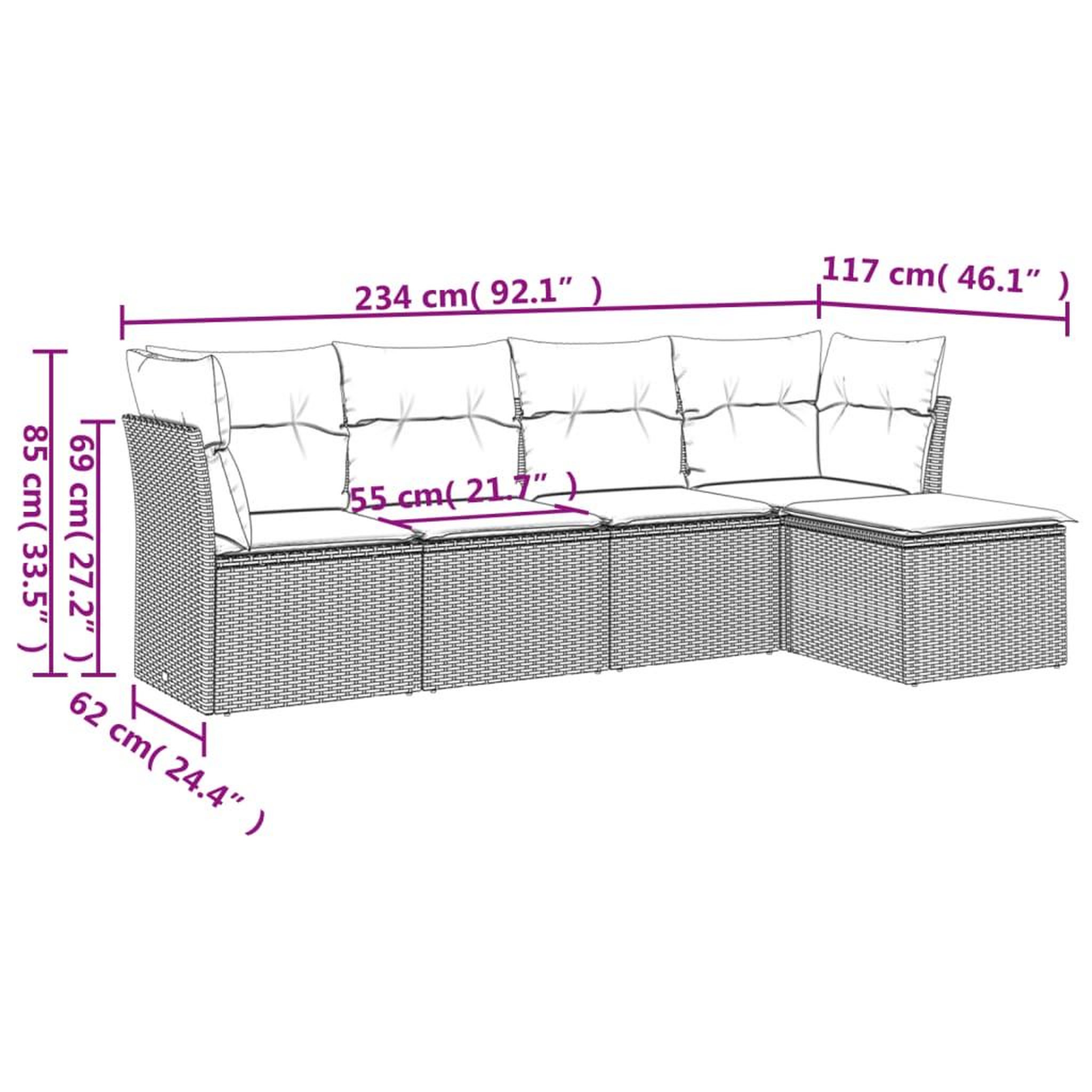 Voir la diapositive 4 : VIDAXL Salon de jardin avec coussins 5 pcs marron resine tressee