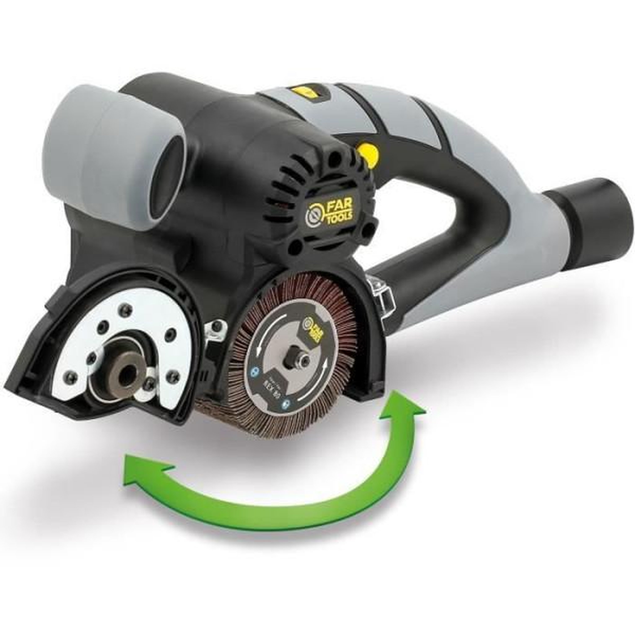 Voir la diapositive 2 : Fartools Rénovateur compact 420w brosse a lamelles abrasives ø80mm
