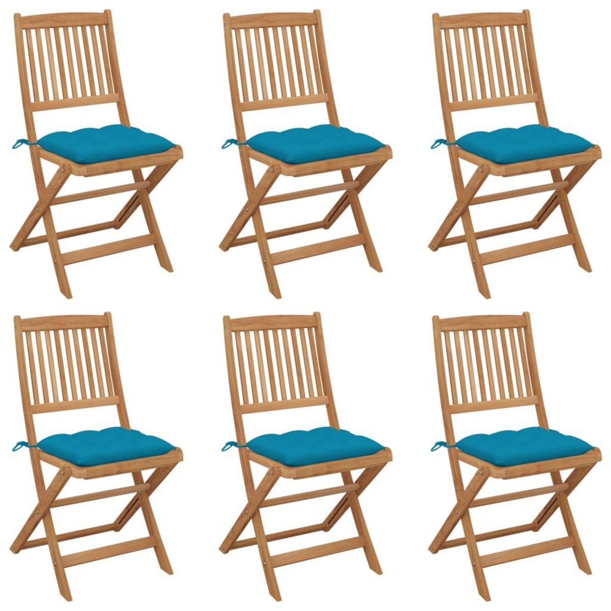 VIDAXL Chaises pliables de jardin lot de 6 avec coussins Bois d'acacia
