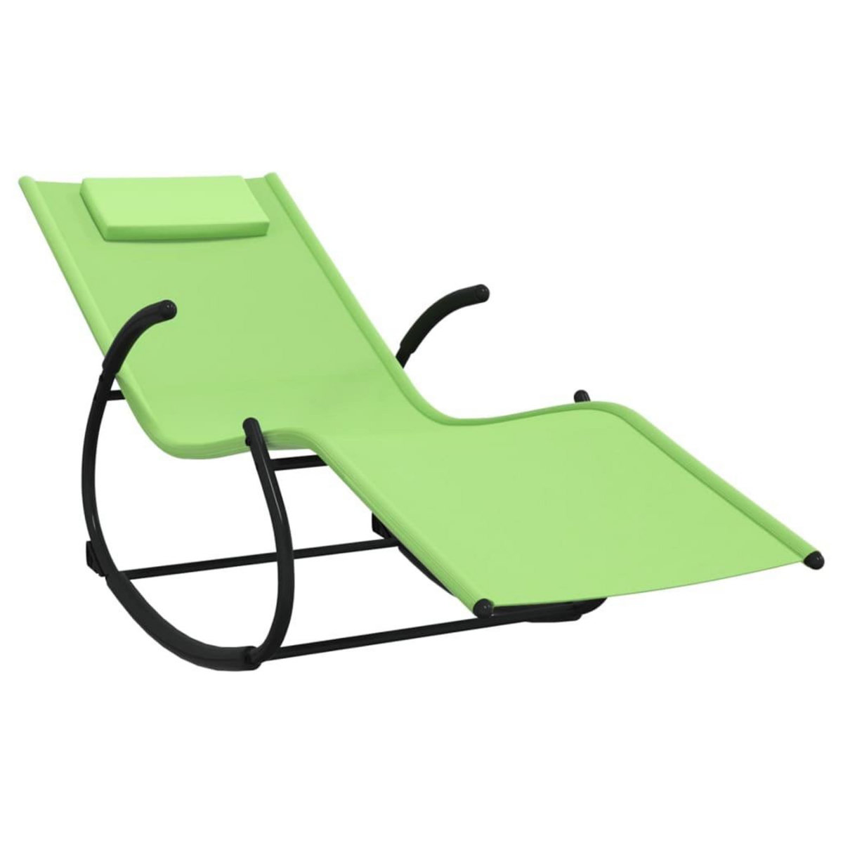 VIDAXL Chaises longues a bascule lot de 2 vert acier et textilene