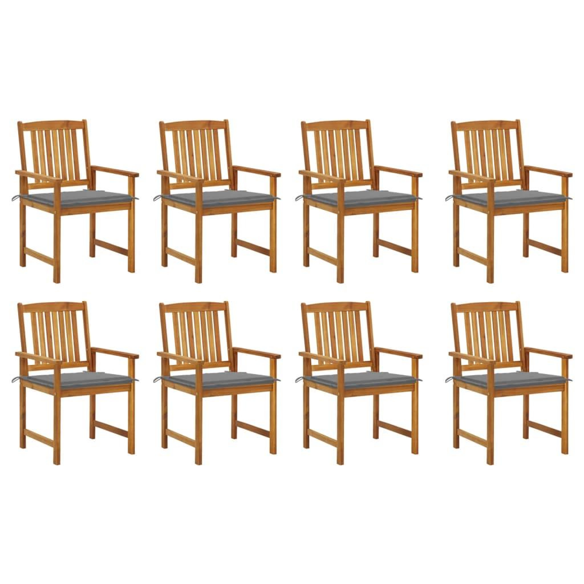 Voir la diapositive 1 : VIDAXL Chaises de jardin avec coussins lot de 8 Bois d'acacia solide