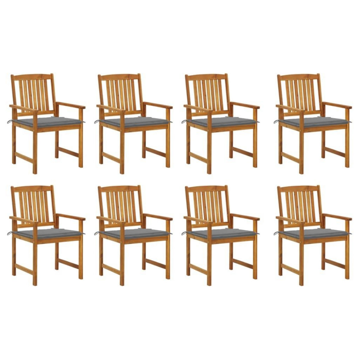 VIDAXL Chaises de jardin avec coussins lot de 8 Bois d'acacia solide