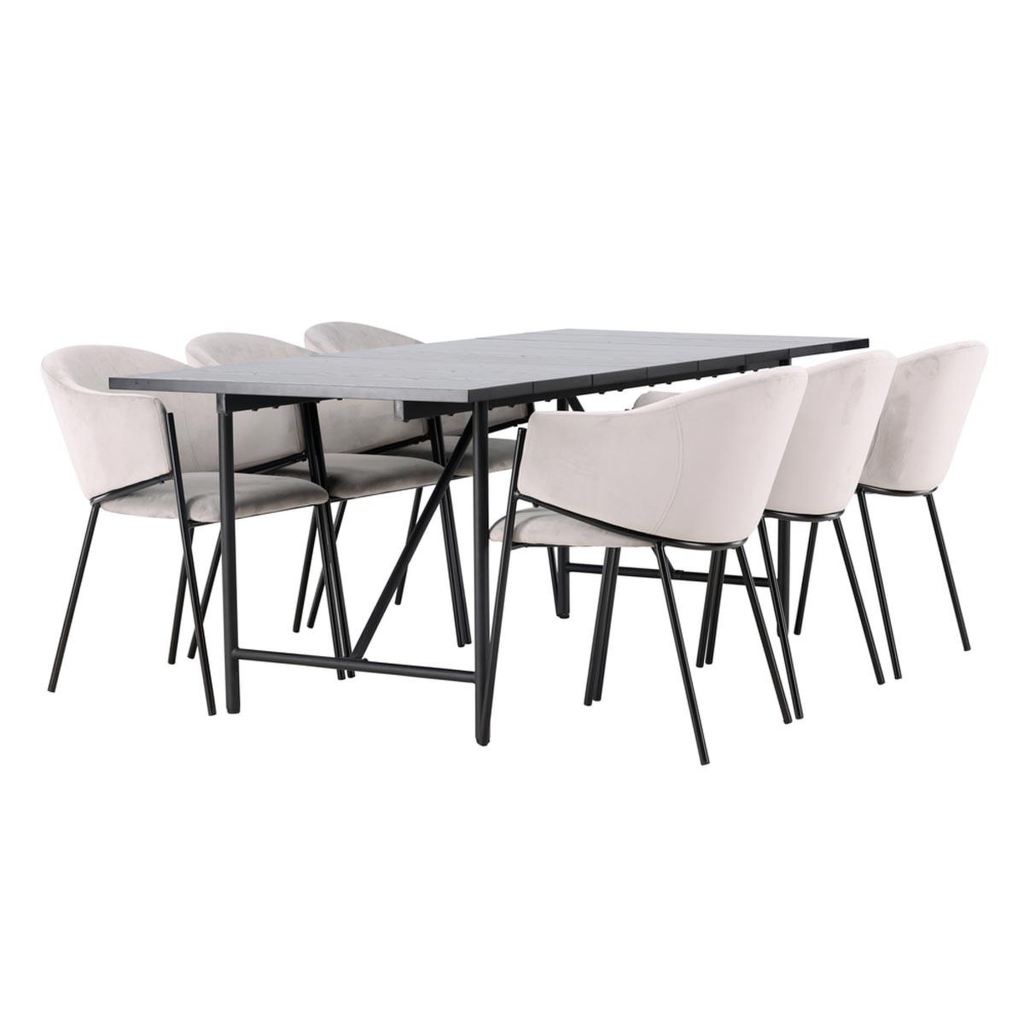 Paris Prix Ensemble table à manger & 6 chaises  astrid & evelina  200cm noir & gris