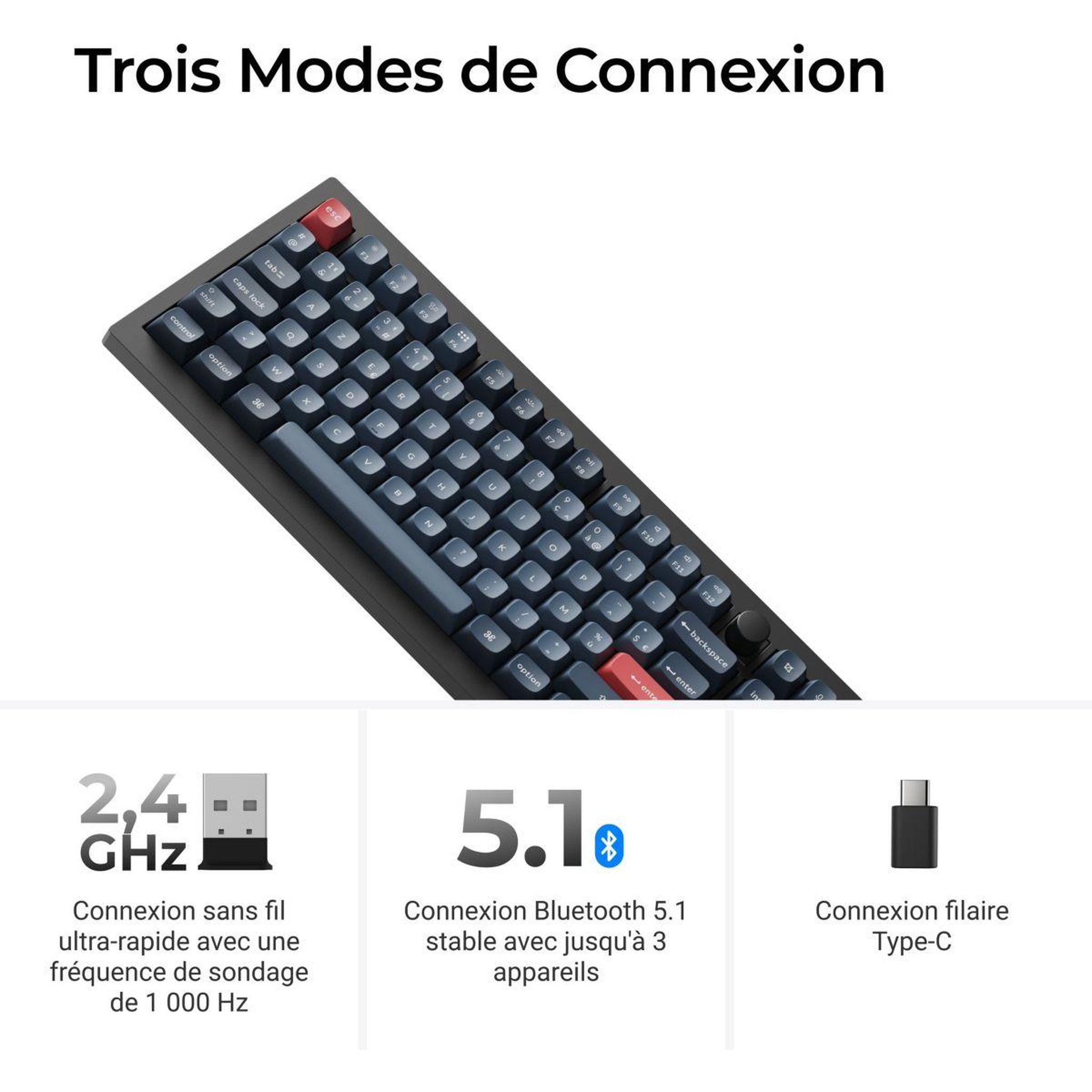 Voir la diapositive 2 : KEYCHRON Clavier gamer sans fil V6 Max QMK/VIA Wireles