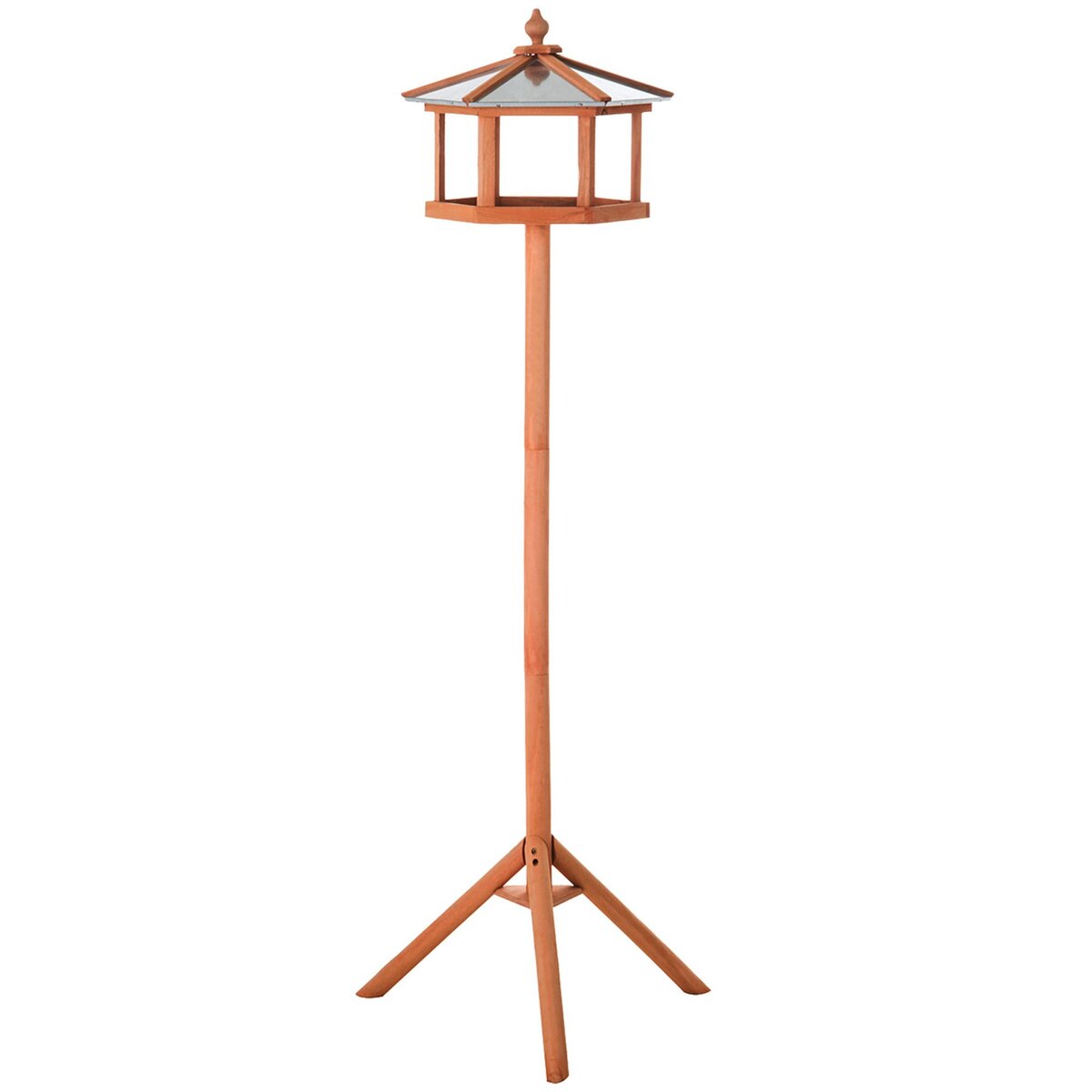 PAWHUT Mangeoire oiseaux extérieur sur pied - cabane pour oiseaux avec  support trépied - nichoir dim. Ø 57,7 x 153 cm - bois sapin pré-huilé toit  zinc pas cher 