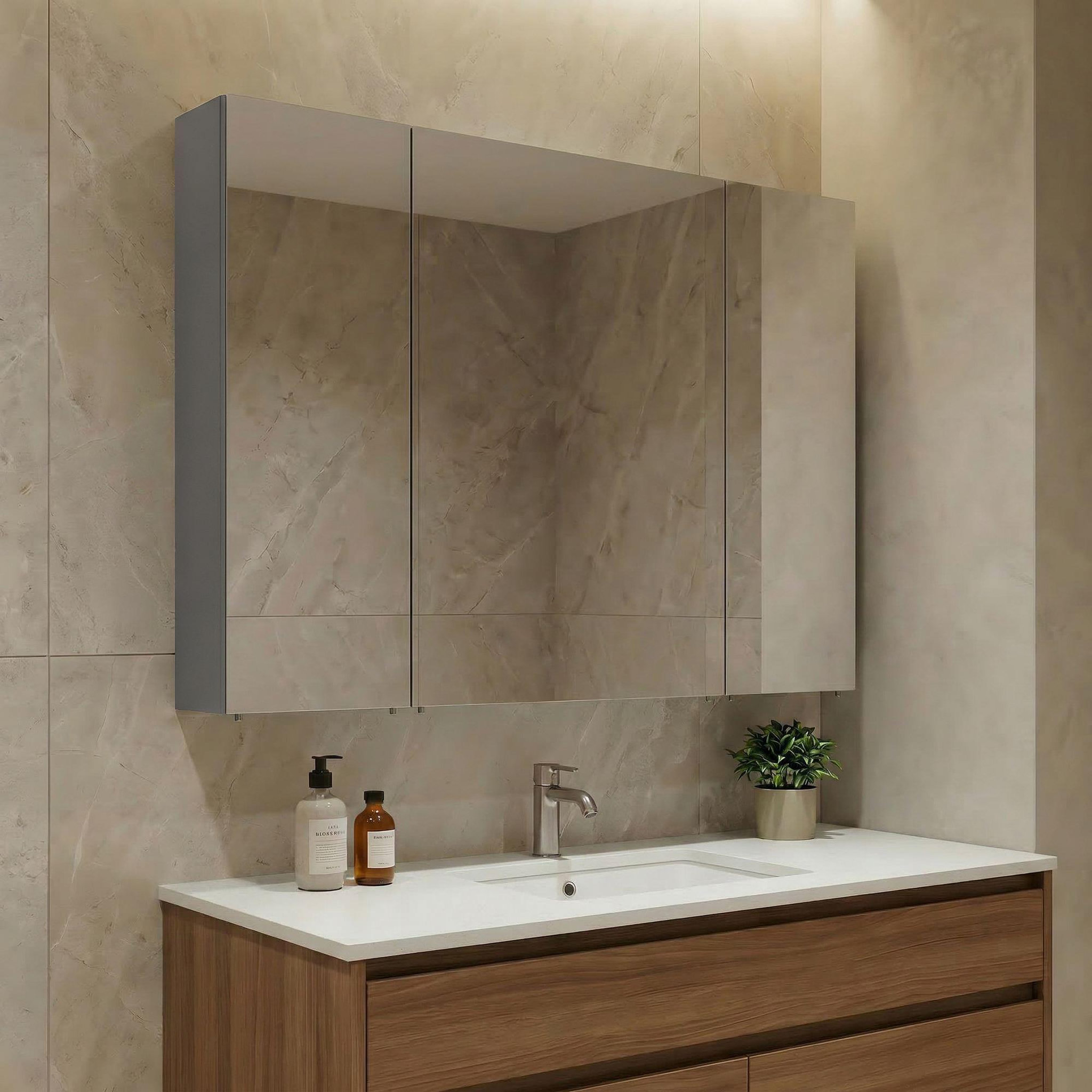 Voir la diapositive 2 : Habitat et Jardin Meuble salle de bain avec miroir  nuvola 100 v2  - 97 x 16 x 66 cm - grey