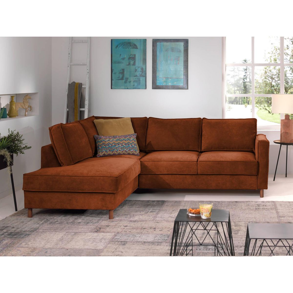 LISA DESIGN Jake - canapé d'angle gauche - convertible - 5 places - en velours côtelé