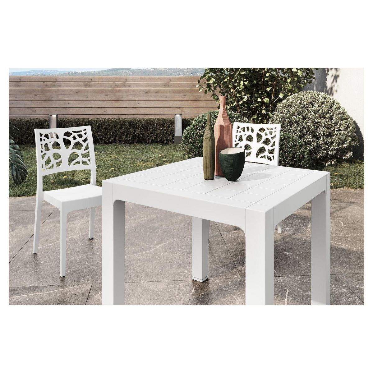 ARETA Salon de jardin - 2 places - Résine - Blanc - ARES