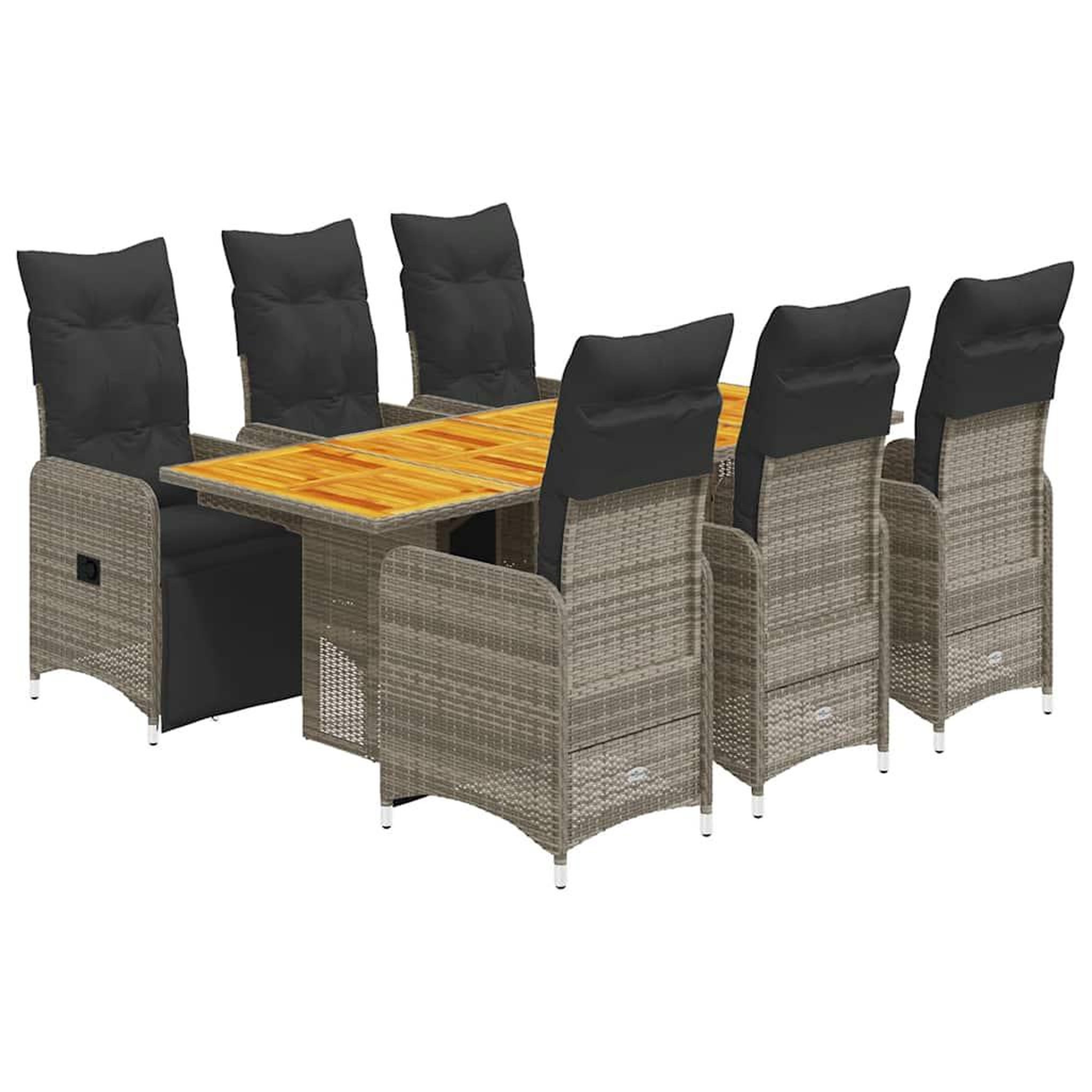 Voir la diapositive 2 : VIDAXL Ensemble de bistro de jardin 7 pcs coussins gris poly rotin