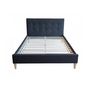 Voir la diapositive 5 : HomeStyle4U Lit double rembourré en tissu noir 140 x 200 cm - Élégance et confort pour votre chambre