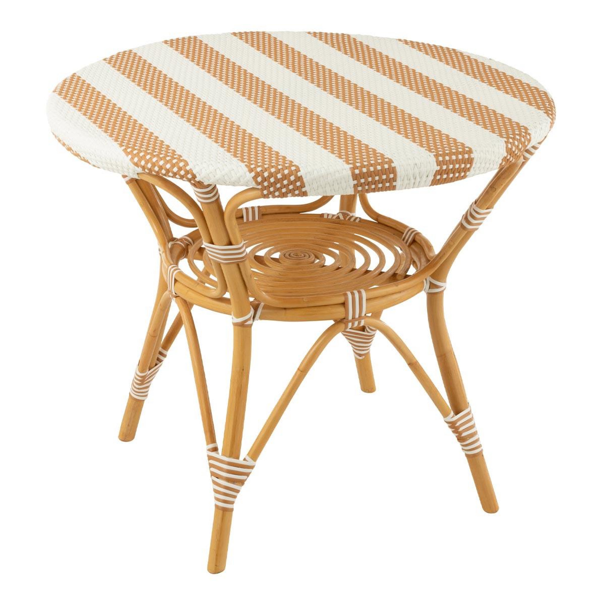 J-LINE Table à manger en rotin  danial  90cm blanc