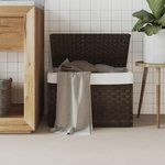 VIDAXL Panier a linge avec couvercle marron fonce resine tressee