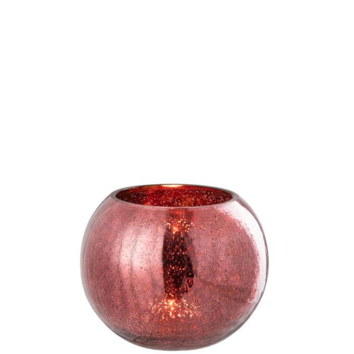 Paris Prix Photophore Boule en Verre  Craquelée  20cm Rose