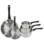 Fackelmann Set 2 poêles 20 et 28 cm et 3 casseroles 12 16 et 20 cm en inox Fackelmann Geneva