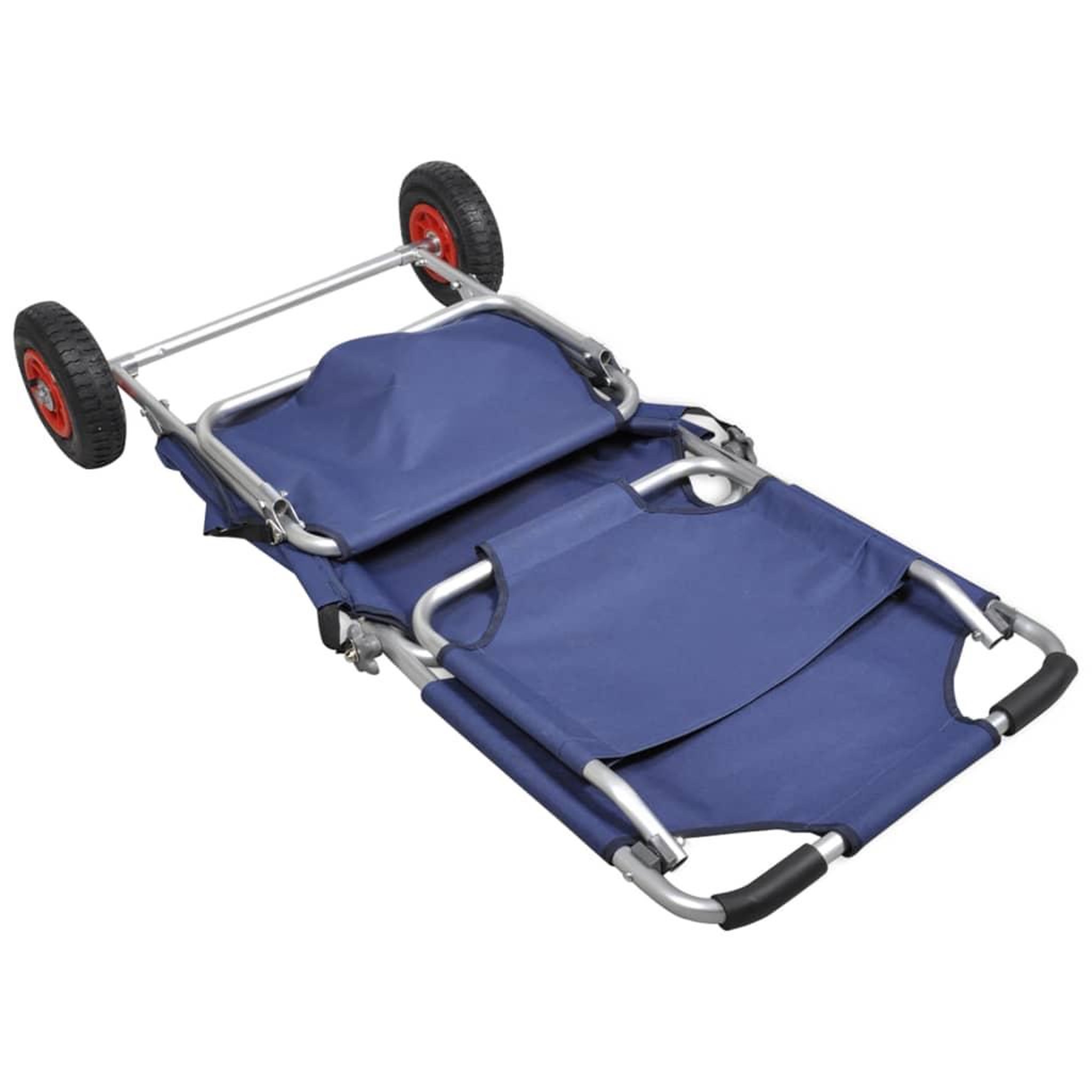 Voir la diapositive 4 : VIDAXL Chariot de plage avec roues portable et pliable Bleu