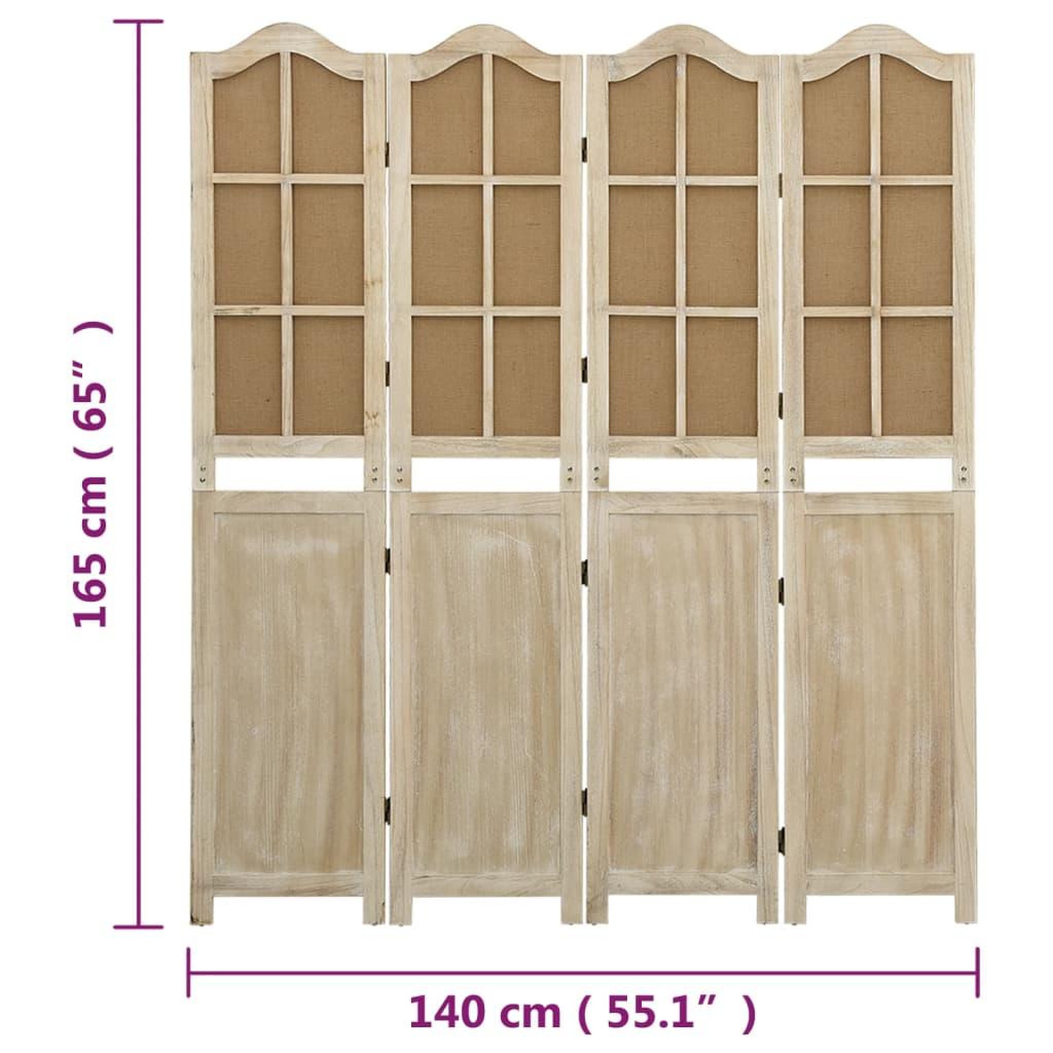 Voir la diapositive 6 : VIDAXL Cloison de separation 4 panneaux Marron 140x165 cm Tissu