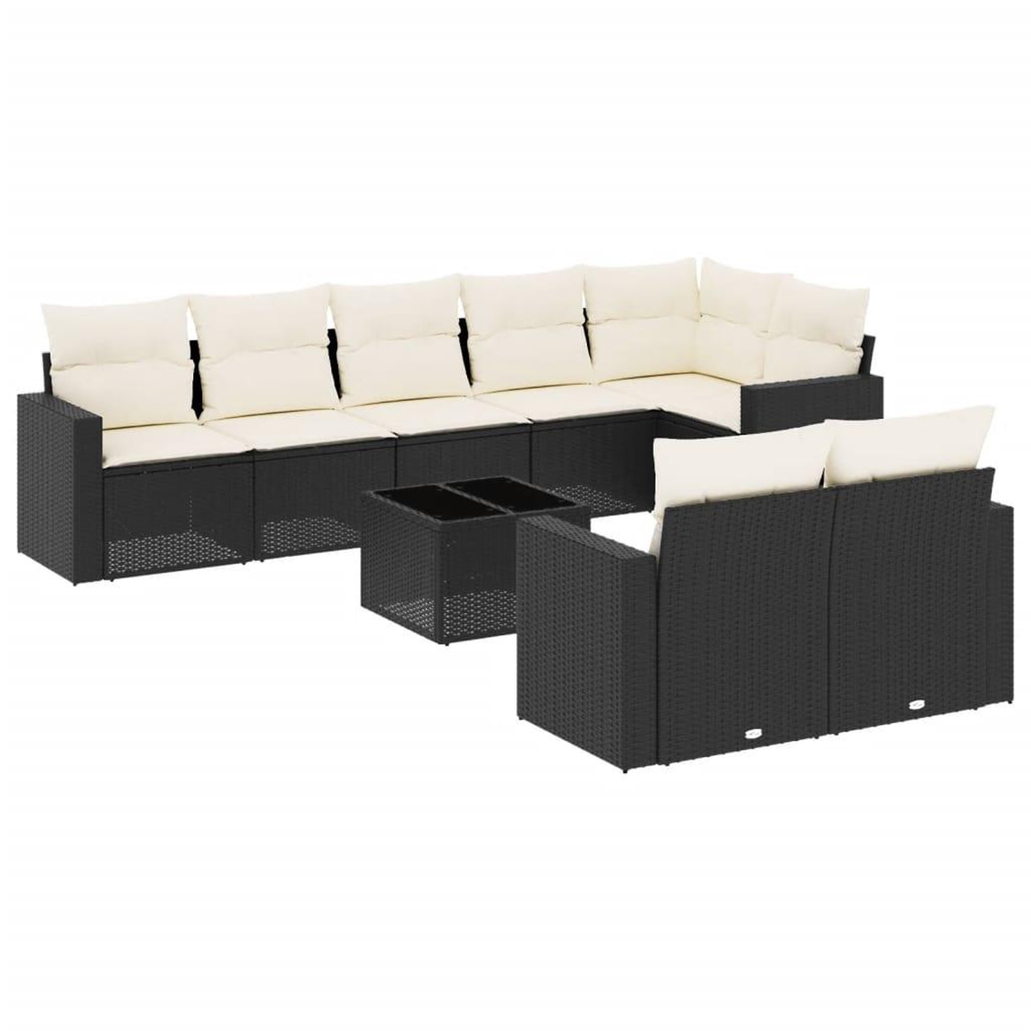 Voir la diapositive 2 : VIDAXL Salon de jardin 9 pcs avec coussins noir resine tressee