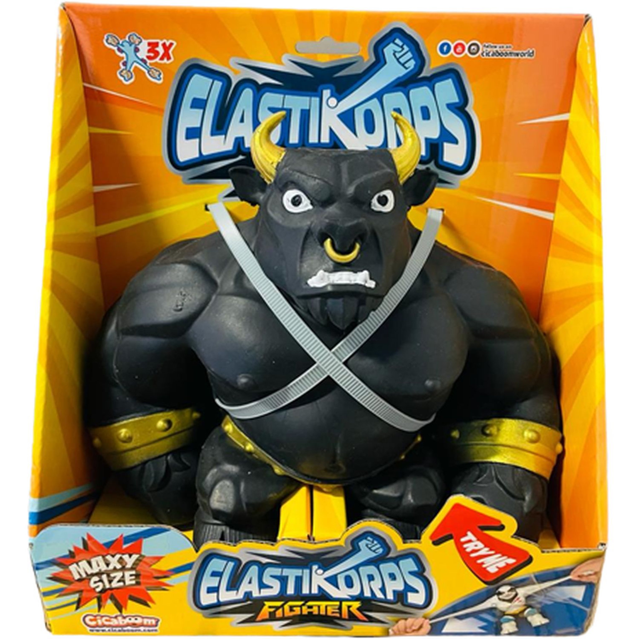 Voir la diapositive 1 : Cicaboom Figurine ELASTIKORPS Maxy Fighters Série 1 24cm Taureau Noir Angus