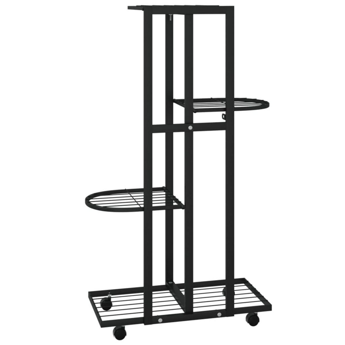 VIDAXL Jardiniere a 4 niveaux avec roues 44x23x80 cm Noir Fer