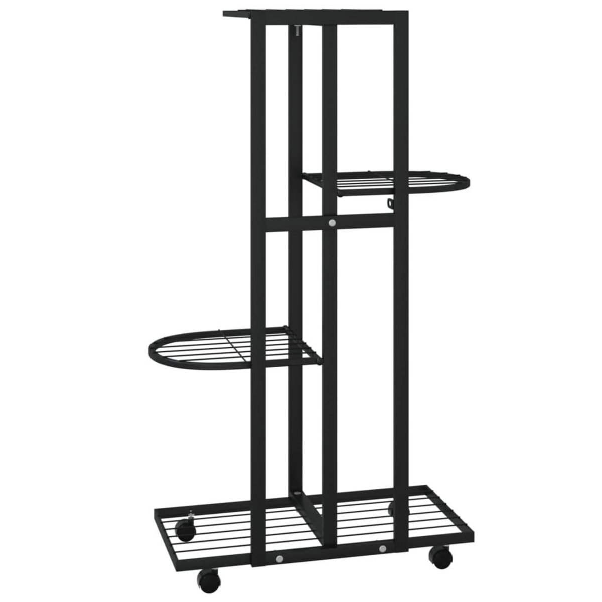 VIDAXL Jardiniere a 4 niveaux avec roues 44x23x80 cm Noir Fer