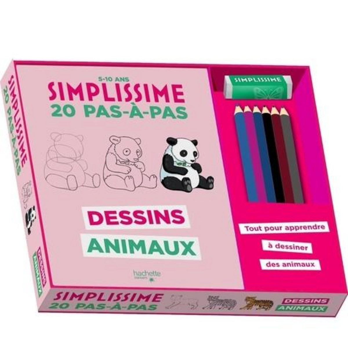 SIMPLISSIME 20 PAS-A-PAS DESSINS ANIMAUX. AVEC 1 LIVRE, 5 CRAYON DE COULEUR, 1 CRAYON HB, 1 GOMME ET 1 BLOC A DESSIN, Herzog Lise