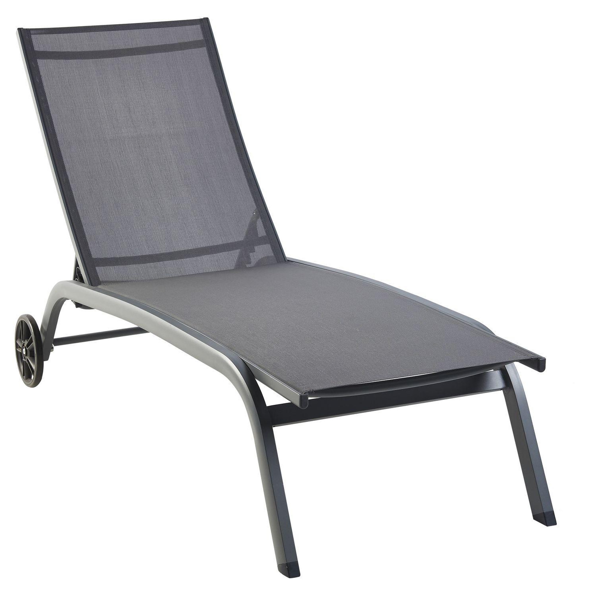 Voir la diapositive 2 : GARDENSTAR Bain de soleil avec dossier réglable - Textilène et acier - Gris