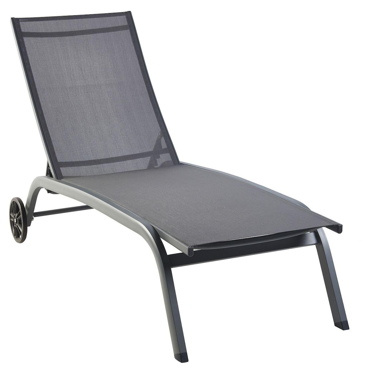 GARDENSTAR Bain de soleil avec dossier réglable - Textilène et acier - Gris