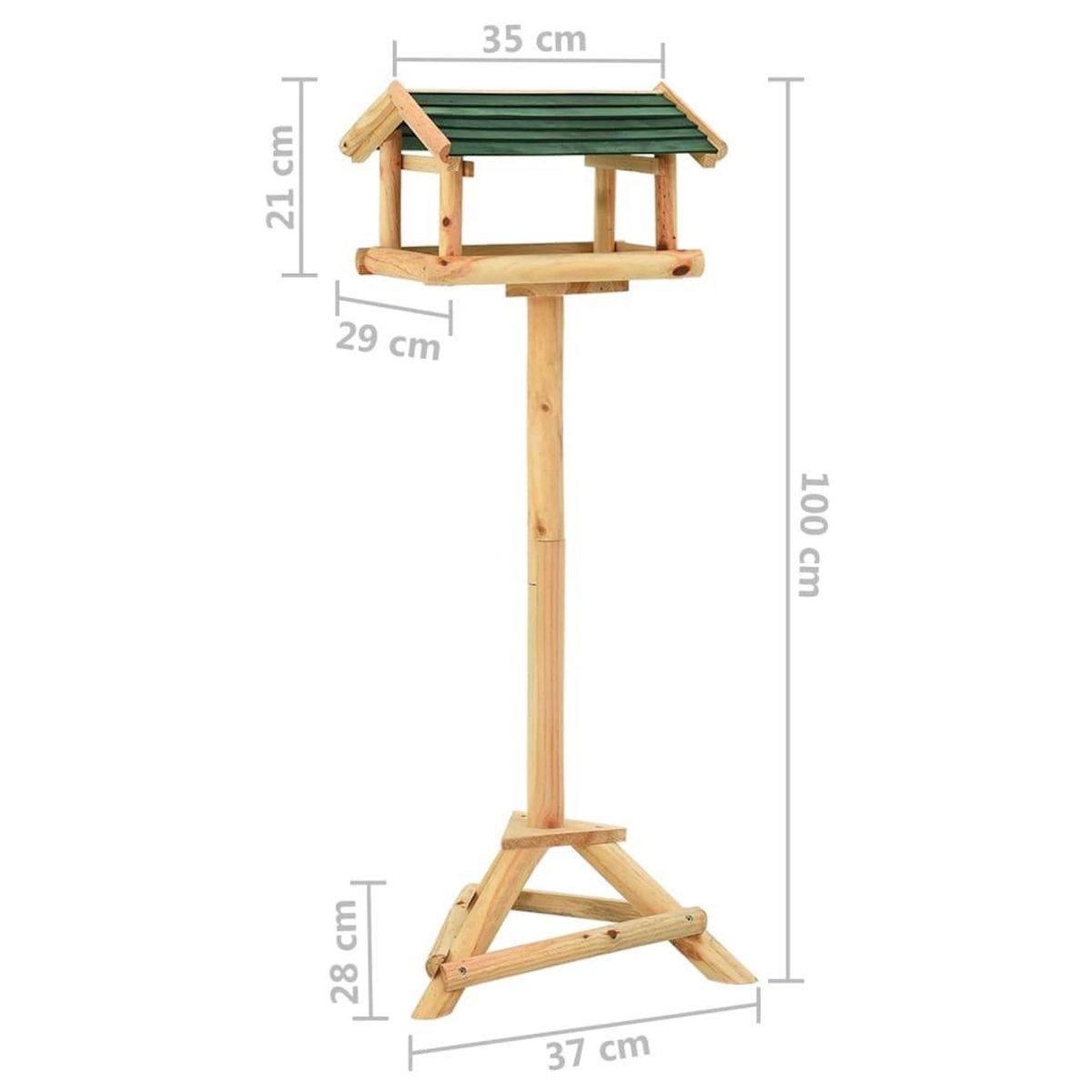 VIDAXL Mangeoire a oiseaux et support 37x28x100cm Bois de sapin massif