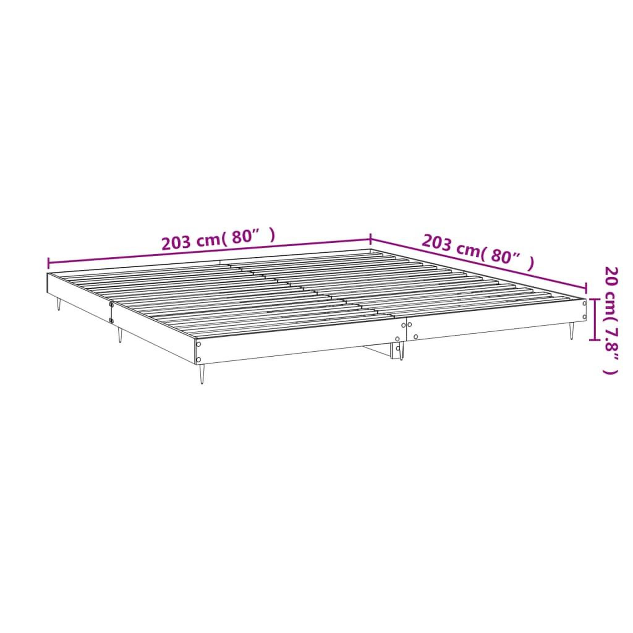 Voir la diapositive 6 : VIDAXL Cadre de lit sans matelas chene fume 200x200 cm bois ingenierie
