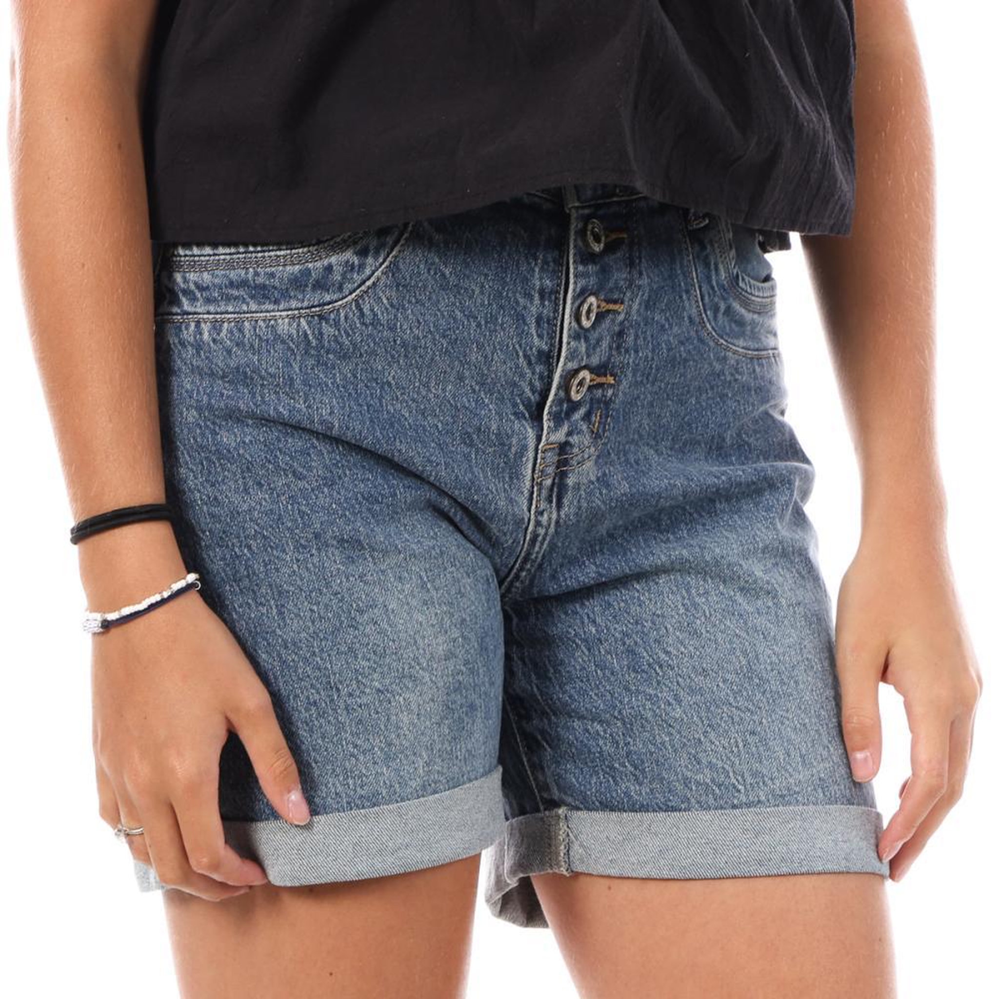 MONDAY PREMIUM Bermuda en Jean Bleu Femme Monday Premium Bermuda Bouton. Coloris disponibles : Bleu