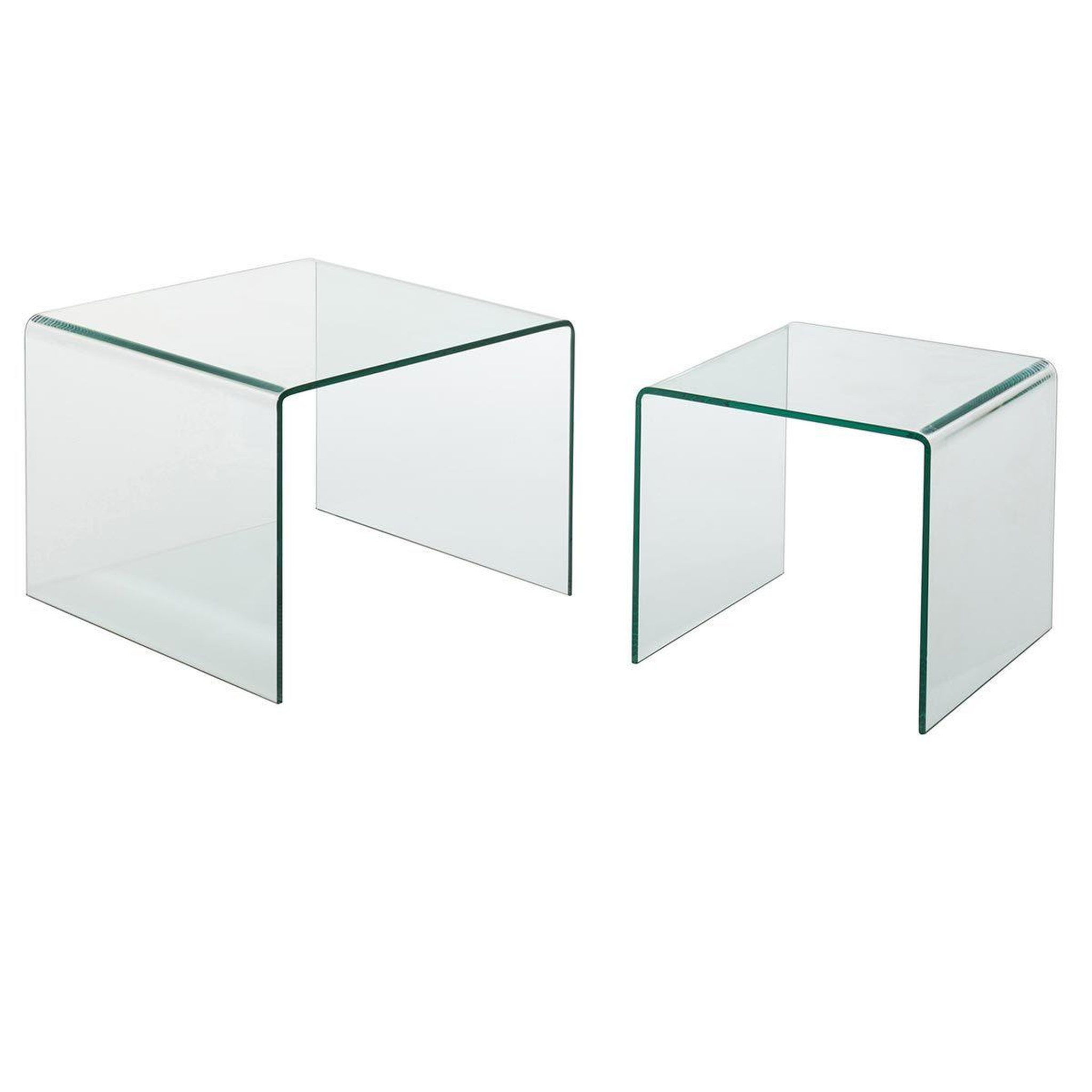 Voir la diapositive 3 : J-LINE Lot de 2 tables gigognes  veria  65cm transparent