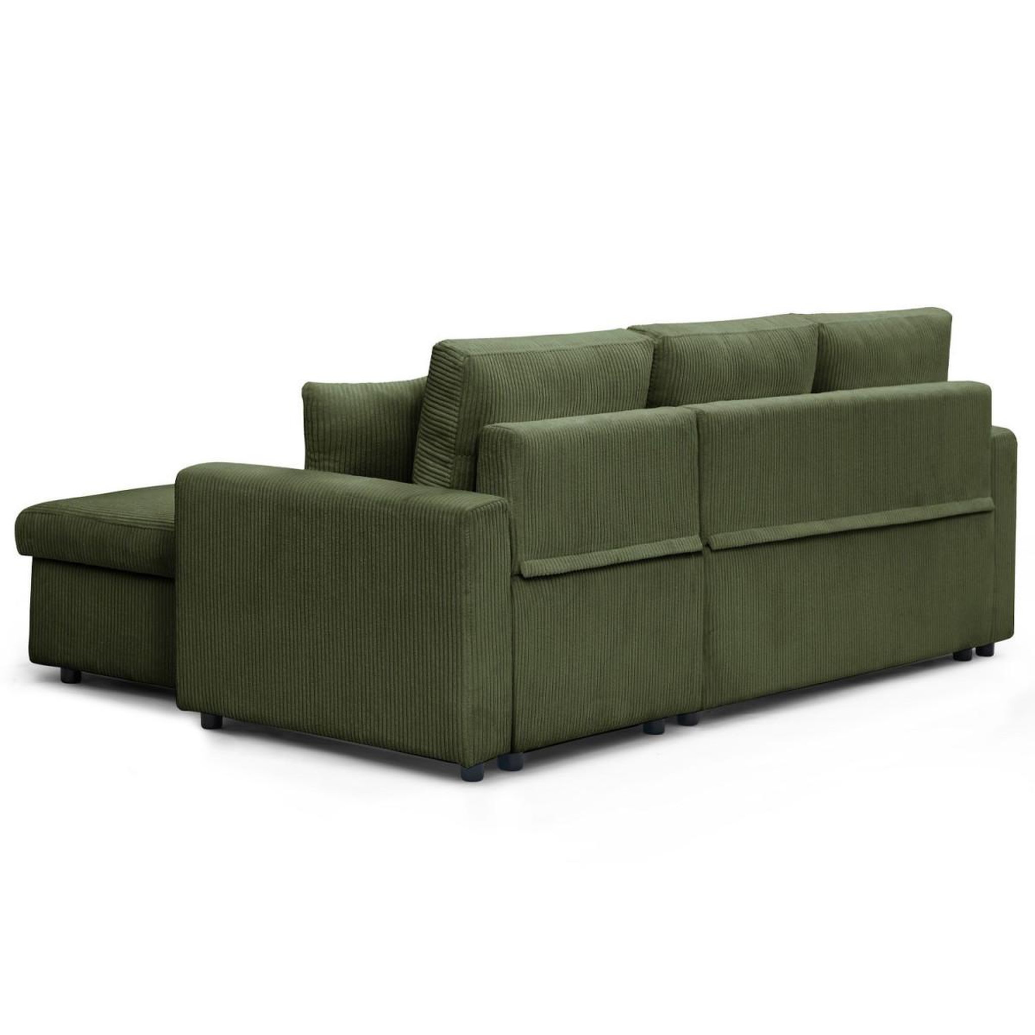 Voir la diapositive 4 : Paris Prix Canapé d'angle convertible  en velours côtelé  brooke  230cm vert
