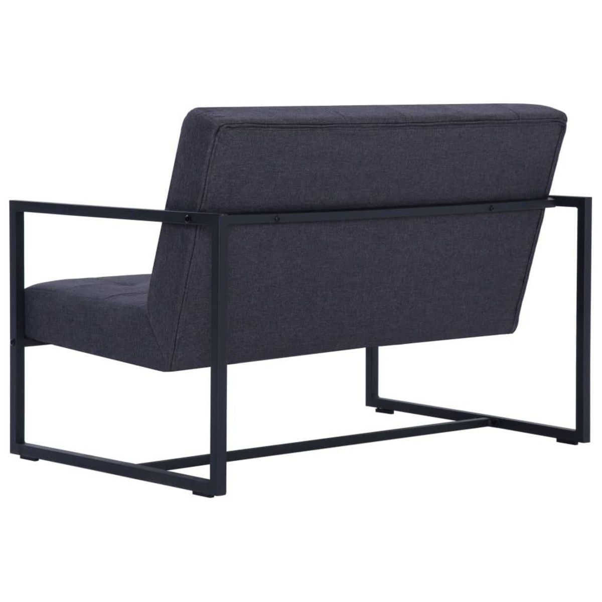 VIDAXL Sofa a 2 places avec accoudoirs Gris fonce Acier et tissu
